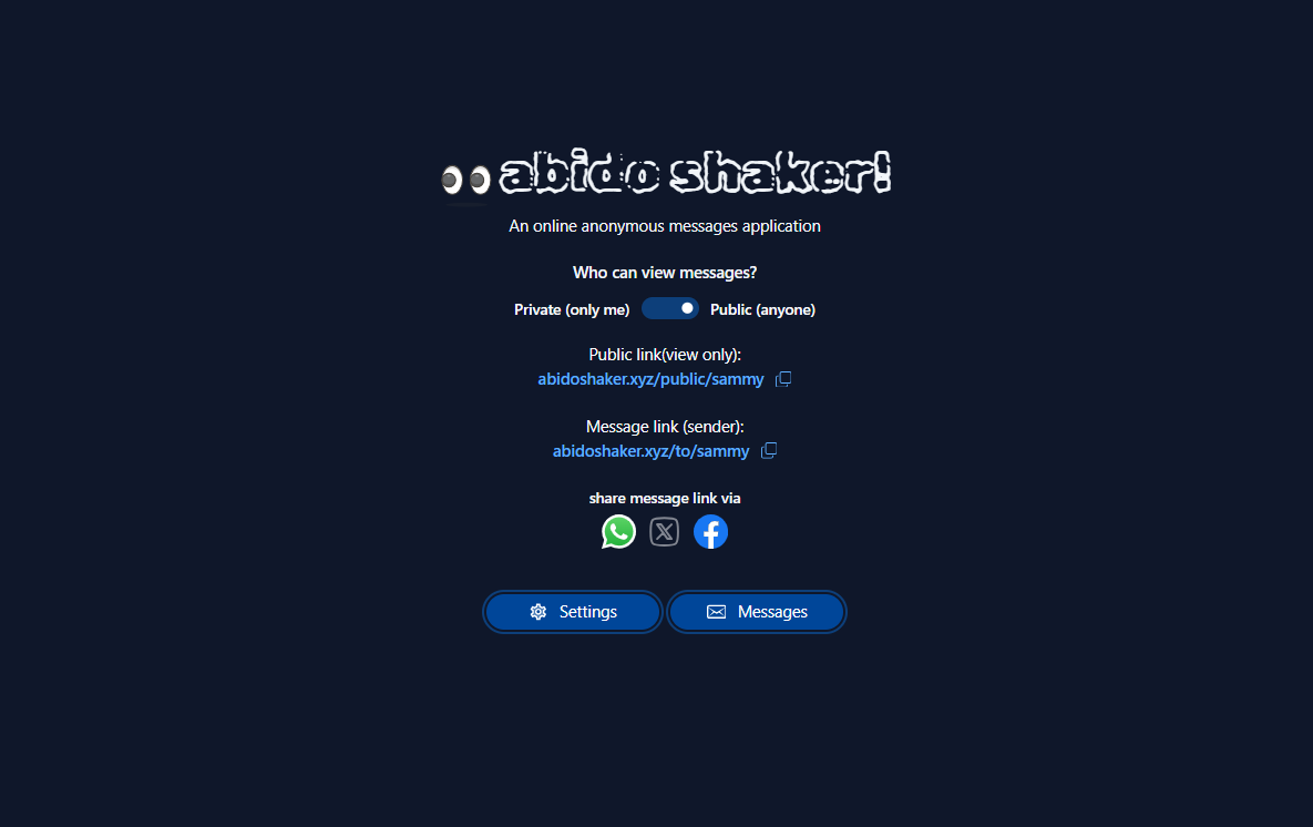 Abidoshaker web app screenshot 
